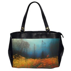 Wildflowers Field Outdoors Clouds Trees Cover Art Storm Mysterious Dream Landscape Oversize Office Handbag (2 Sides)