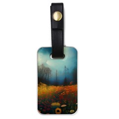 Wildflowers Field Outdoors Clouds Trees Cover Art Storm Mysterious Dream Landscape Luggage Tag (one Side) by Posterlux