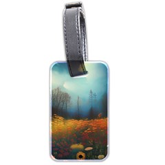 Wildflowers Field Outdoors Clouds Trees Cover Art Storm Mysterious Dream Landscape Luggage Tag (two Sides) by Posterlux