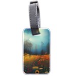 Wildflowers Field Outdoors Clouds Trees Cover Art Storm Mysterious Dream Landscape Luggage Tag (two sides) Front