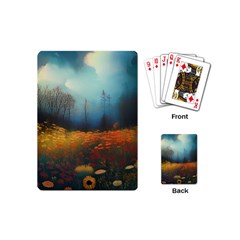 Wildflowers Field Outdoors Clouds Trees Cover Art Storm Mysterious Dream Landscape Playing Cards Single Design (mini) by Posterlux