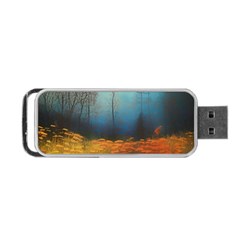 Wildflowers Field Outdoors Clouds Trees Cover Art Storm Mysterious Dream Landscape Portable Usb Flash (one Side) by Posterlux