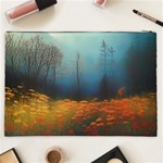 Wildflowers Field Outdoors Clouds Trees Cover Art Storm Mysterious Dream Landscape Cosmetic Bag (XXL) Back