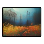 Wildflowers Field Outdoors Clouds Trees Cover Art Storm Mysterious Dream Landscape Two Sides Fleece Blanket (Small) 45 x34  Blanket Front