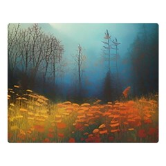 Wildflowers Field Outdoors Clouds Trees Cover Art Storm Mysterious Dream Landscape Two Sides Premium Plush Fleece Blanket (large) by Posterlux