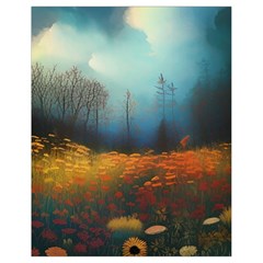 Wildflowers Field Outdoors Clouds Trees Cover Art Storm Mysterious Dream Landscape Drawstring Bag (small) by Posterlux