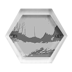 Wildflowers Field Outdoors Clouds Trees Cover Art Storm Mysterious Dream Landscape Hexagon Wood Jewelry Box by Posterlux