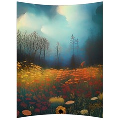 Wildflowers Field Outdoors Clouds Trees Cover Art Storm Mysterious Dream Landscape Back Support Cushion by Posterlux