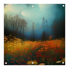 Wildflowers Field Outdoors Clouds Trees Cover Art Storm Mysterious Dream Landscape Banner And Sign 3  X 3  by Posterlux