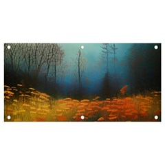 Wildflowers Field Outdoors Clouds Trees Cover Art Storm Mysterious Dream Landscape Banner And Sign 4  X 2  by Posterlux