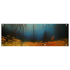 Wildflowers Field Outdoors Clouds Trees Cover Art Storm Mysterious Dream Landscape Banner And Sign 9  X 3  by Posterlux