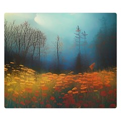 Wildflowers Field Outdoors Clouds Trees Cover Art Storm Mysterious Dream Landscape Premium Plush Fleece Blanket (small) by Posterlux