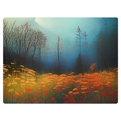 Wildflowers Field Outdoors Clouds Trees Cover Art Storm Mysterious Dream Landscape Premium Plush Fleece Blanket (extra Small)