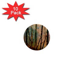 Woodland Woods Forest Trees Nature Outdoors Mist Moon Background Artwork Book 1  Mini Buttons (10 Pack) 