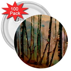 Woodland Woods Forest Trees Nature Outdoors Mist Moon Background Artwork Book 3  Buttons (100 Pack)  by Posterlux