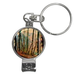 Woodland Woods Forest Trees Nature Outdoors Mist Moon Background Artwork Book Nail Clippers Key Chain by Posterlux