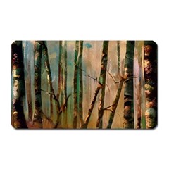 Woodland Woods Forest Trees Nature Outdoors Mist Moon Background Artwork Book Magnet (rectangular) by Posterlux