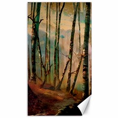 Woodland Woods Forest Trees Nature Outdoors Mist Moon Background Artwork Book Canvas 40  X 72  by Posterlux