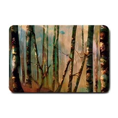 Woodland Woods Forest Trees Nature Outdoors Mist Moon Background Artwork Book Small Doormat by Posterlux