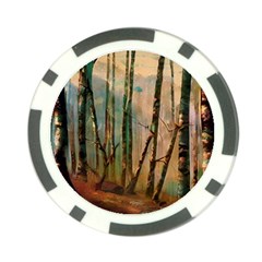 Woodland Woods Forest Trees Nature Outdoors Mist Moon Background Artwork Book Poker Chip Card Guard