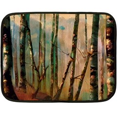 Woodland Woods Forest Trees Nature Outdoors Mist Moon Background Artwork Book Fleece Blanket (mini)