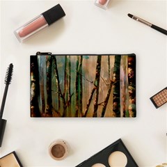 Woodland Woods Forest Trees Nature Outdoors Mist Moon Background Artwork Book Cosmetic Bag (small)