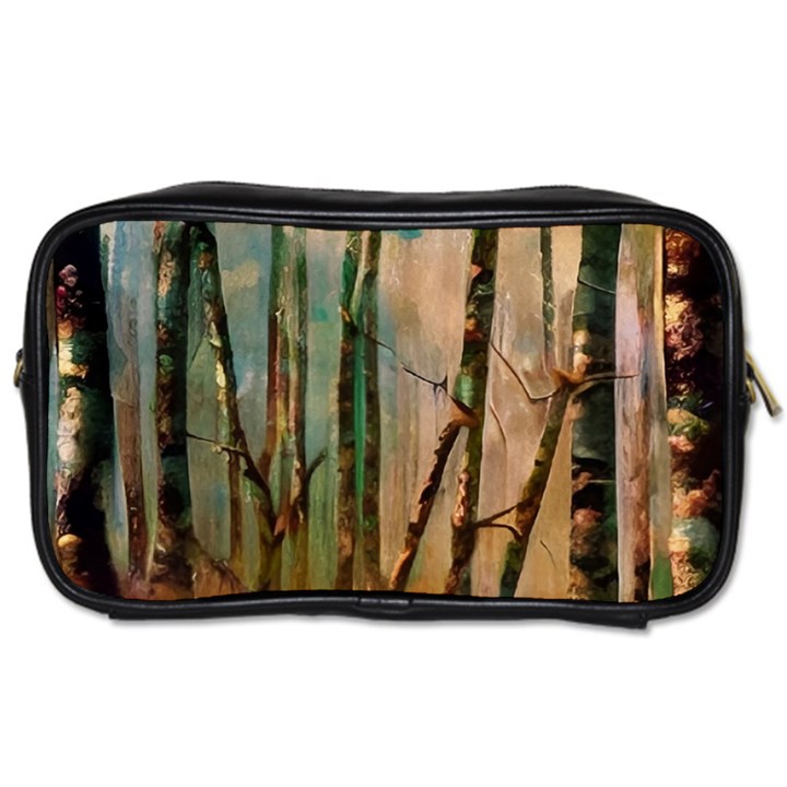 Woodland Woods Forest Trees Nature Outdoors Mist Moon Background Artwork Book Toiletries Bag (One Side)