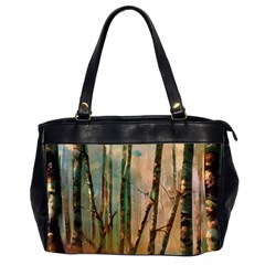 Woodland Woods Forest Trees Nature Outdoors Mist Moon Background Artwork Book Oversize Office Handbag (2 Sides)