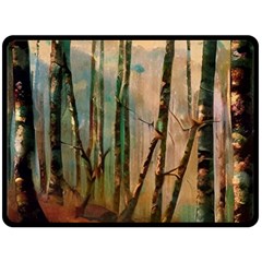 Woodland Woods Forest Trees Nature Outdoors Mist Moon Background Artwork Book Fleece Blanket (large) by Posterlux