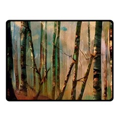 Woodland Woods Forest Trees Nature Outdoors Mist Moon Background Artwork Book Fleece Blanket (small) by Posterlux