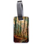 Woodland Woods Forest Trees Nature Outdoors Mist Moon Background Artwork Book Luggage Tag (two sides) Front