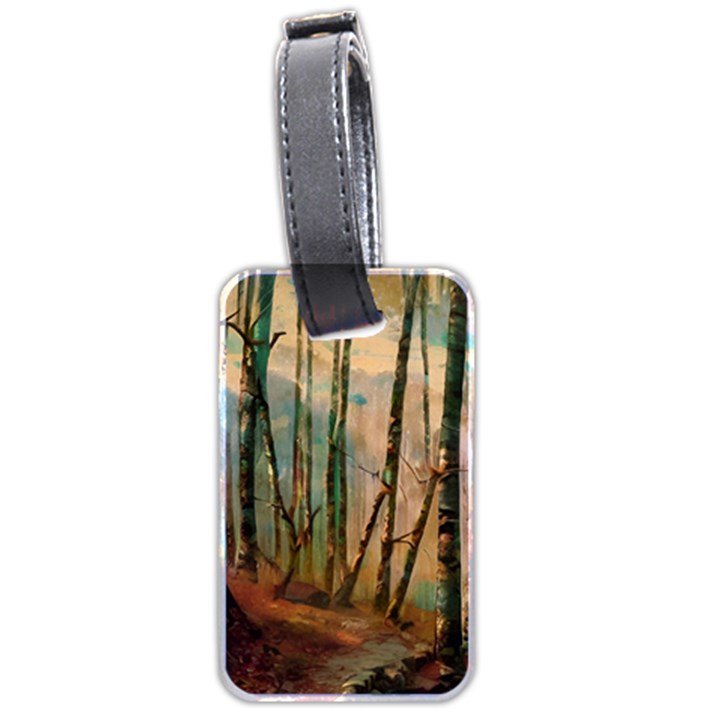 Woodland Woods Forest Trees Nature Outdoors Mist Moon Background Artwork Book Luggage Tag (two sides)