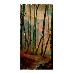 Woodland Woods Forest Trees Nature Outdoors Mist Moon Background Artwork Book Shower Curtain 36  X 72  (stall)  by Posterlux