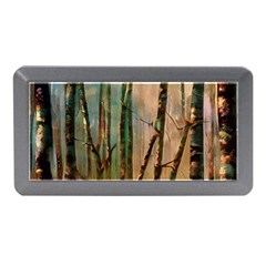 Woodland Woods Forest Trees Nature Outdoors Mist Moon Background Artwork Book Memory Card Reader (mini) by Posterlux