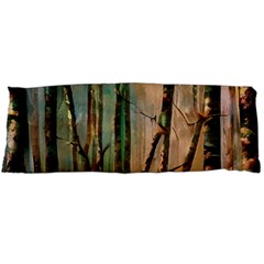 Woodland Woods Forest Trees Nature Outdoors Mist Moon Background Artwork Book Body Pillow Case (dakimakura) by Posterlux