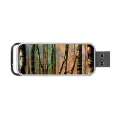 Woodland Woods Forest Trees Nature Outdoors Mist Moon Background Artwork Book Portable Usb Flash (one Side) by Posterlux