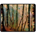 Woodland Woods Forest Trees Nature Outdoors Mist Moon Background Artwork Book Two Sides Fleece Blanket (Medium) 58.8 x47.4  Blanket Front