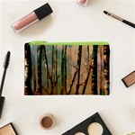 Woodland Woods Forest Trees Nature Outdoors Mist Moon Background Artwork Book Cosmetic Bag (XS) Front