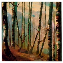 Woodland Woods Forest Trees Nature Outdoors Mist Moon Background Artwork Book Wooden Puzzle Square by Posterlux