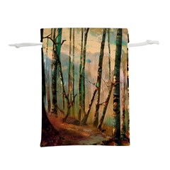 Woodland Woods Forest Trees Nature Outdoors Mist Moon Background Artwork Book Lightweight Drawstring Pouch (s) by Posterlux