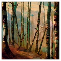 Woodland Woods Forest Trees Nature Outdoors Mist Moon Background Artwork Book Lightweight Scarf  by Posterlux