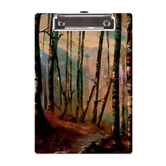 Woodland Woods Forest Trees Nature Outdoors Mist Moon Background Artwork Book A5 Acrylic Clipboard by Posterlux