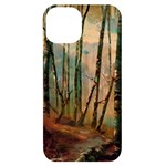 Woodland Woods Forest Trees Nature Outdoors Mist Moon Background Artwork Book iPhone 14 Black UV Print Case Front