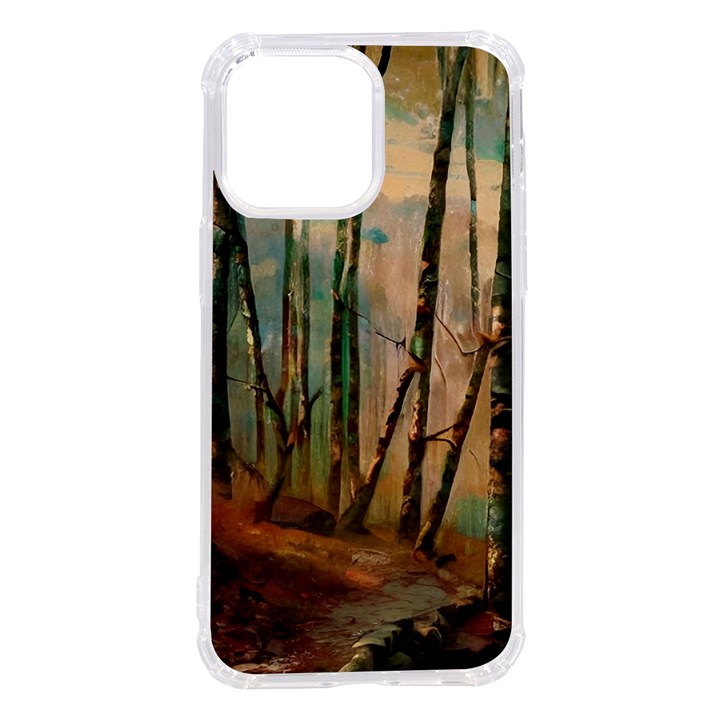 Woodland Woods Forest Trees Nature Outdoors Mist Moon Background Artwork Book iPhone 14 Pro Max TPU UV Print Case