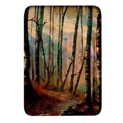 Woodland Woods Forest Trees Nature Outdoors Mist Moon Background Artwork Book Rectangular Glass Fridge Magnet (4 Pack) by Posterlux