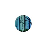 Nature Outdoors Night Trees Scene Forest Woods Light Moonlight Wilderness Stars 1  Mini Buttons Front