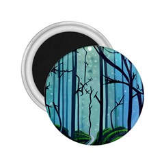 Nature Outdoors Night Trees Scene Forest Woods Light Moonlight Wilderness Stars 2 25  Magnets by Posterlux