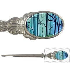 Nature Outdoors Night Trees Scene Forest Woods Light Moonlight Wilderness Stars Letter Opener by Posterlux