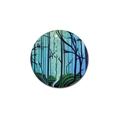 Nature Outdoors Night Trees Scene Forest Woods Light Moonlight Wilderness Stars Golf Ball Marker (4 Pack)