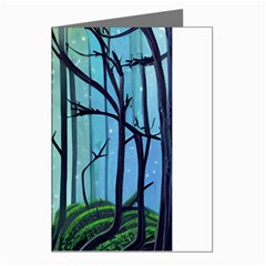 Nature Outdoors Night Trees Scene Forest Woods Light Moonlight Wilderness Stars Greeting Cards (pkg Of 8)